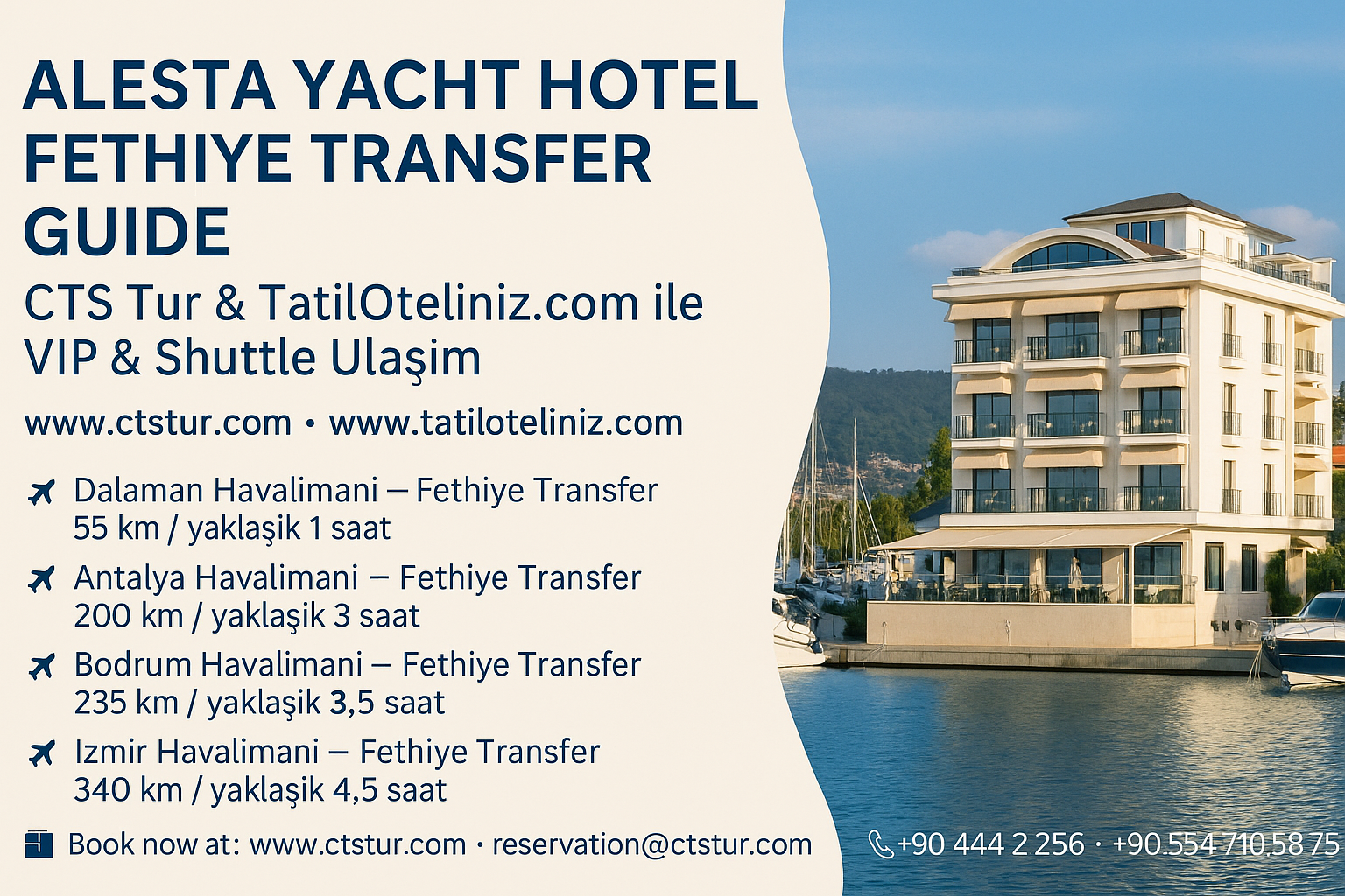 Alesta Yacht Hotel Fethiye Transfer Rehberi | CTS Tur & TatilOteliniz.com ile VIP & Shuttle Ulaşım