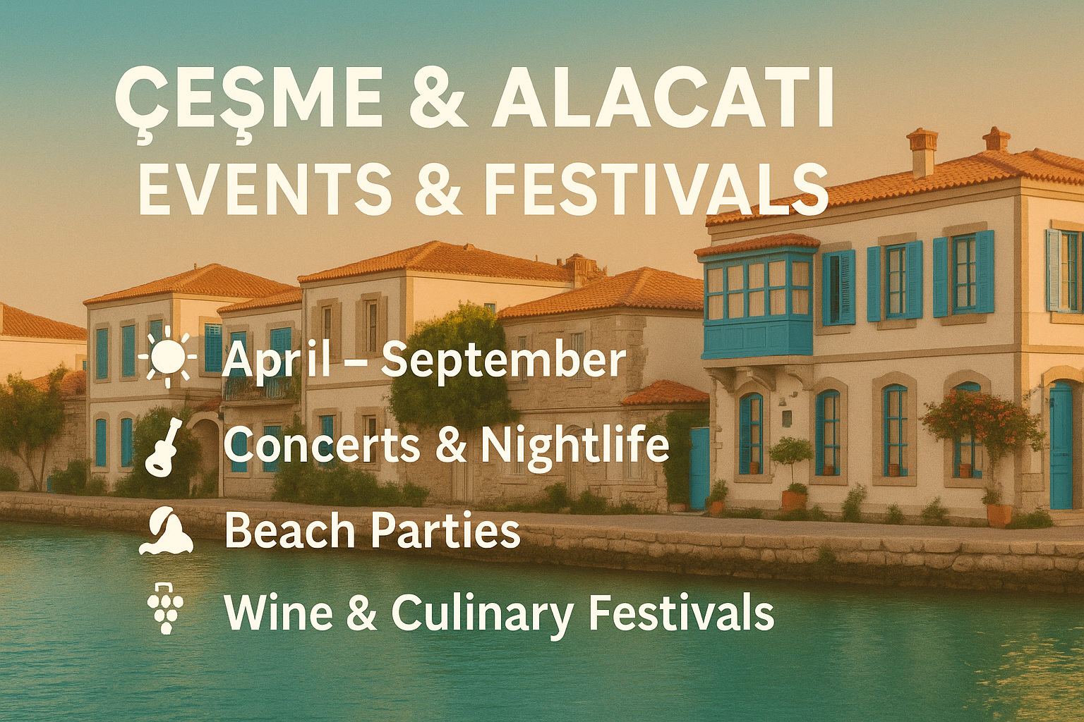 Çeşme & Alaçatı 2026 Etkinlik & Festival Takvimi | Konserler, Rüzgâr Sporları, Kültür & Transfer Rehberi