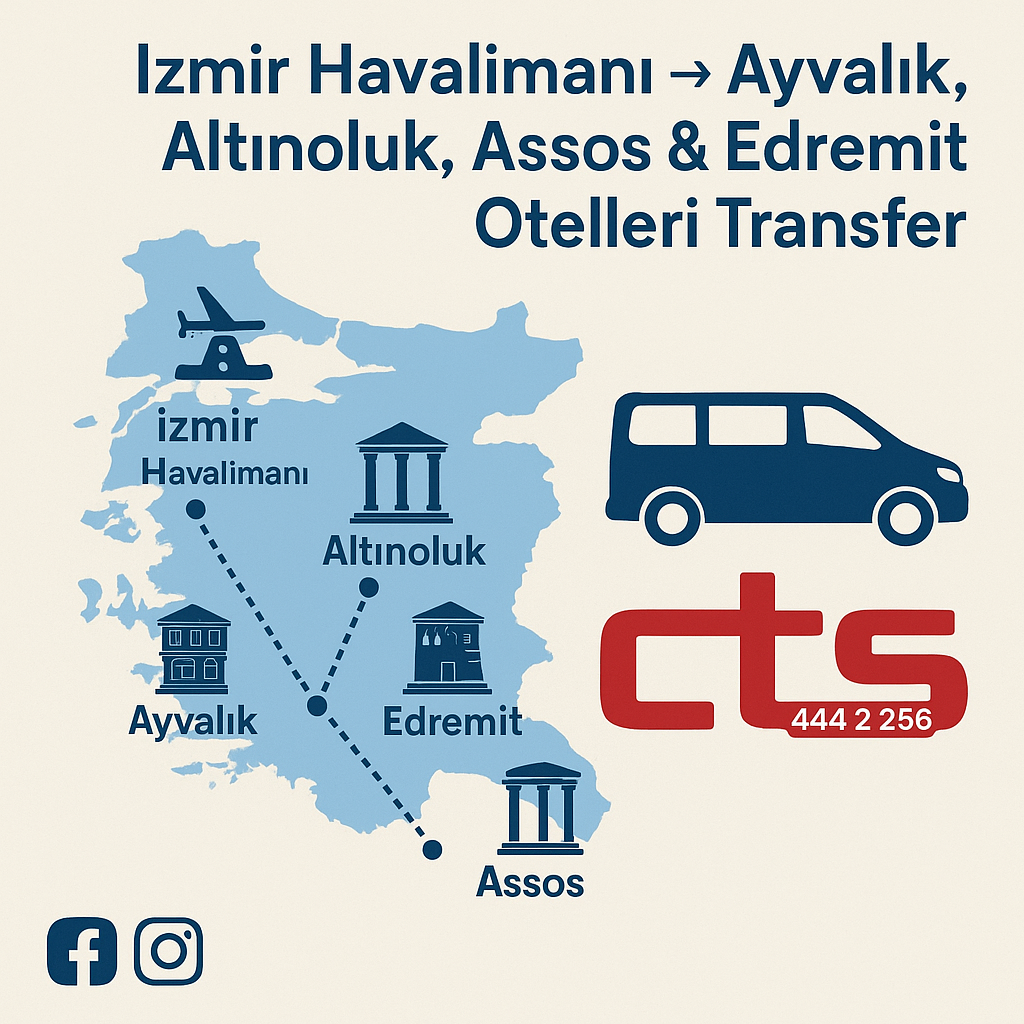 Shuttle- & VIP-Transfer-Leitfaden vom Flughafen Izmir zu den Hotels in Ayvalik, Altinoluk, Assos & Edremit