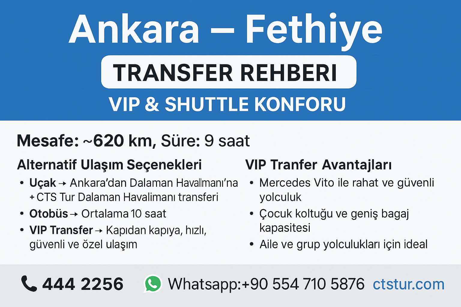 Ankara – Fethiye Transfer Rehberi | VIP & Shuttle Konforu
