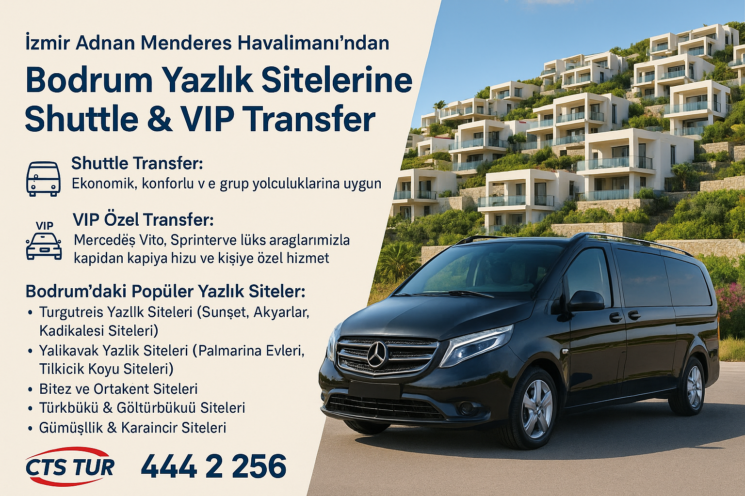 İzmir Adnan Menderes Havalimanı’ndan Bodrum Yazlık Sitelerine Shuttle & VIP Transfer