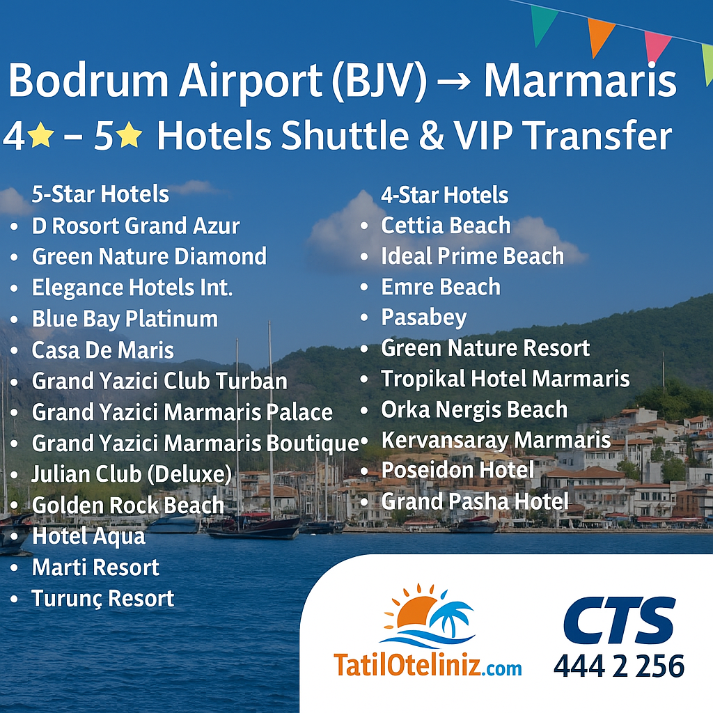 Bodrum Havalimanı (BJV) → Marmaris Otelleri Transfer