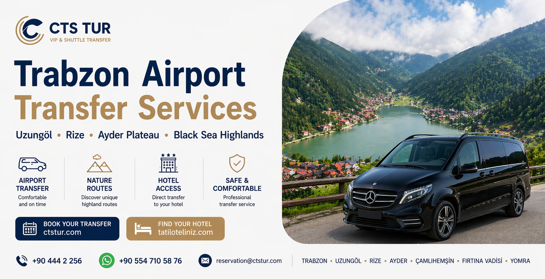 Trabzon Havalimanı → Uzungöl, Rize, Ayder Yaylası, Karadeniz Yaylaları Transfer Rehberi