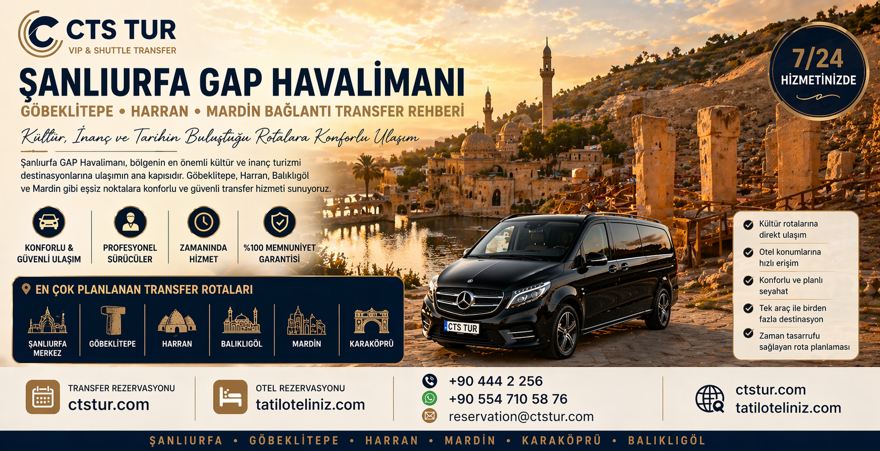 Şanlıurfa GAP Havalimanı → Göbeklitepe, Harran, Mardin Bölgesel Transfer Rehberi