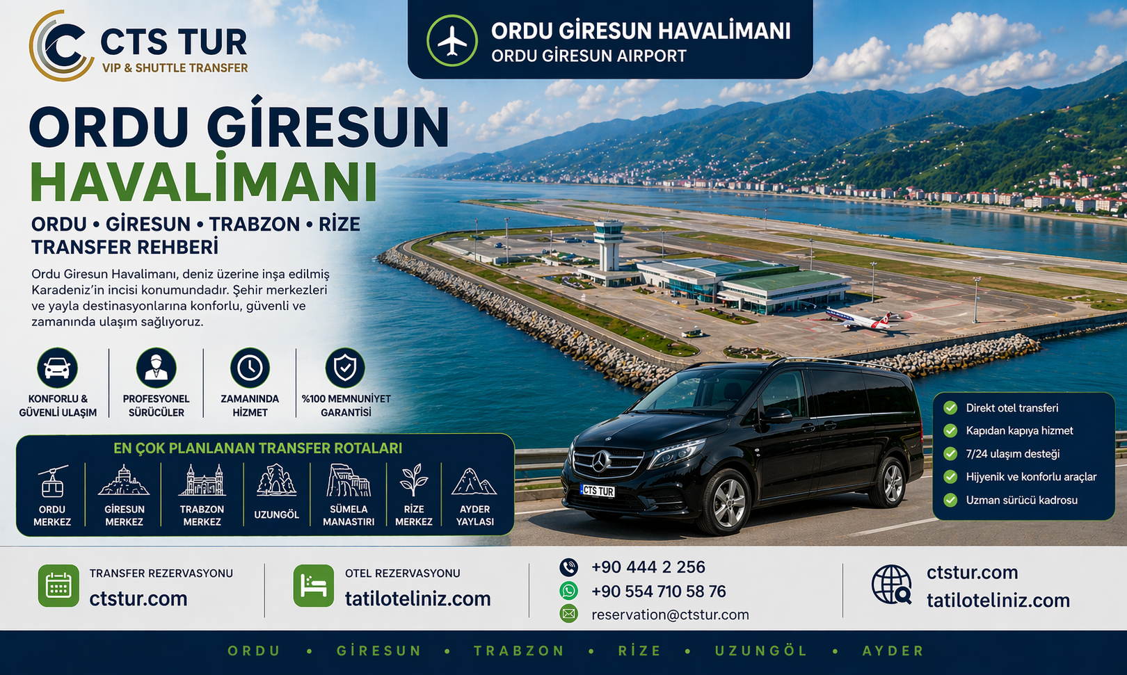 Ordu Giresun Havalimanı → Ordu Merkez, Giresun, Trabzon, Rize Transfer Rehberi