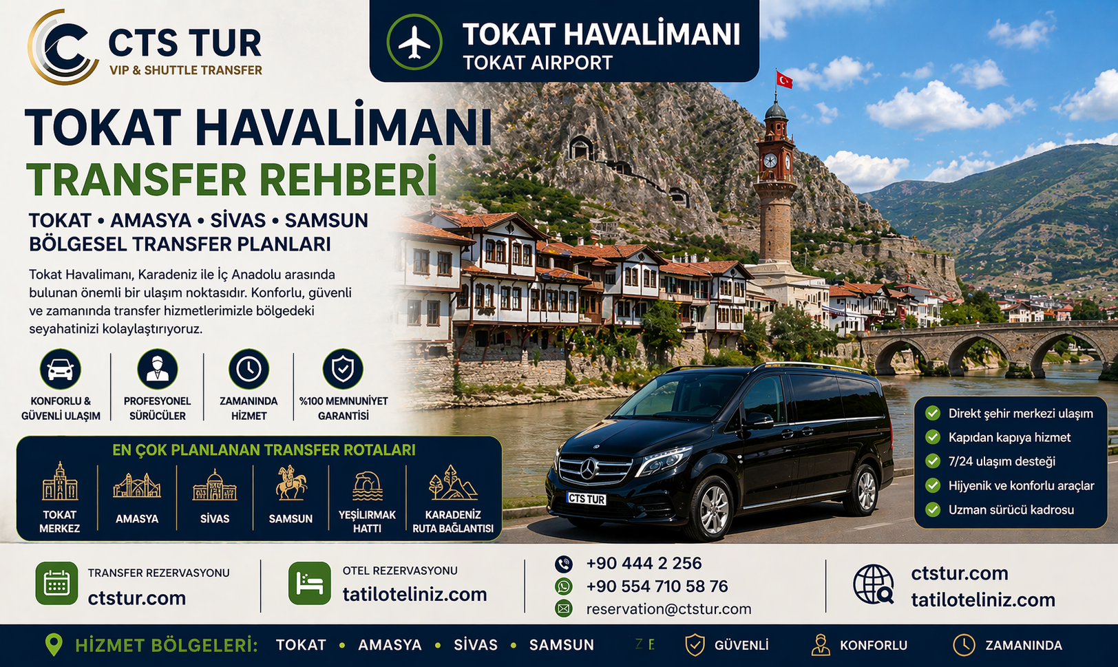 Tokat Havalimanı → Amasya, Sivas, Samsun Bölgesel Transfer Rehberi