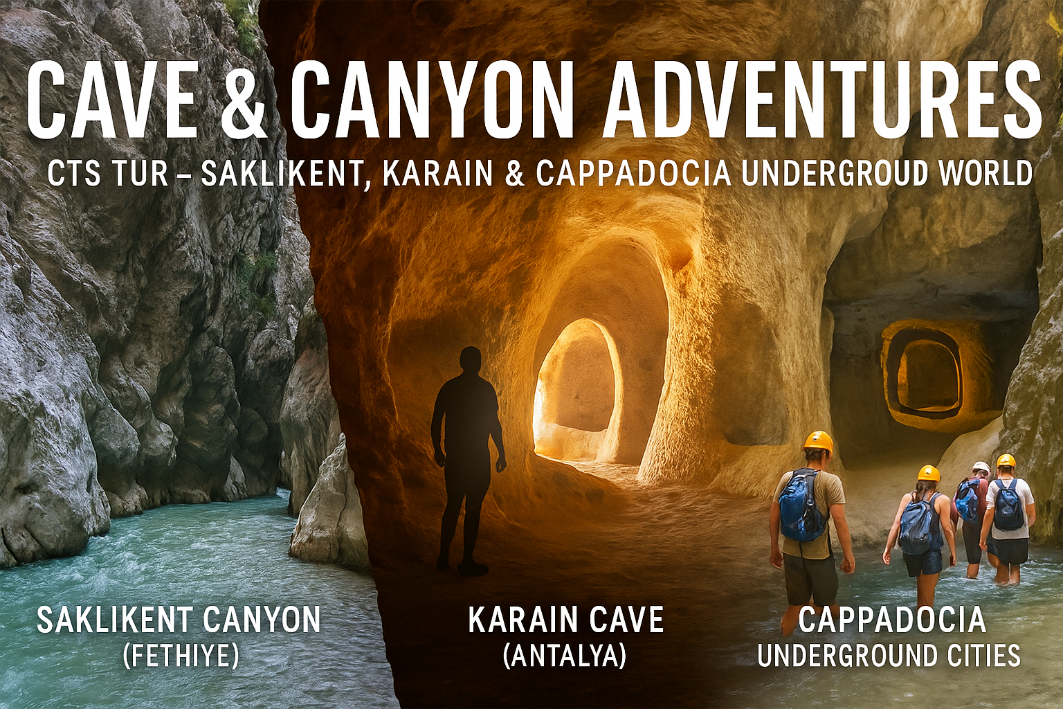  Mağara & Kanyon Keşifleri | CTS Tur ile Saklıkent, Karain ve Kapadokya Yeraltı Dünyası